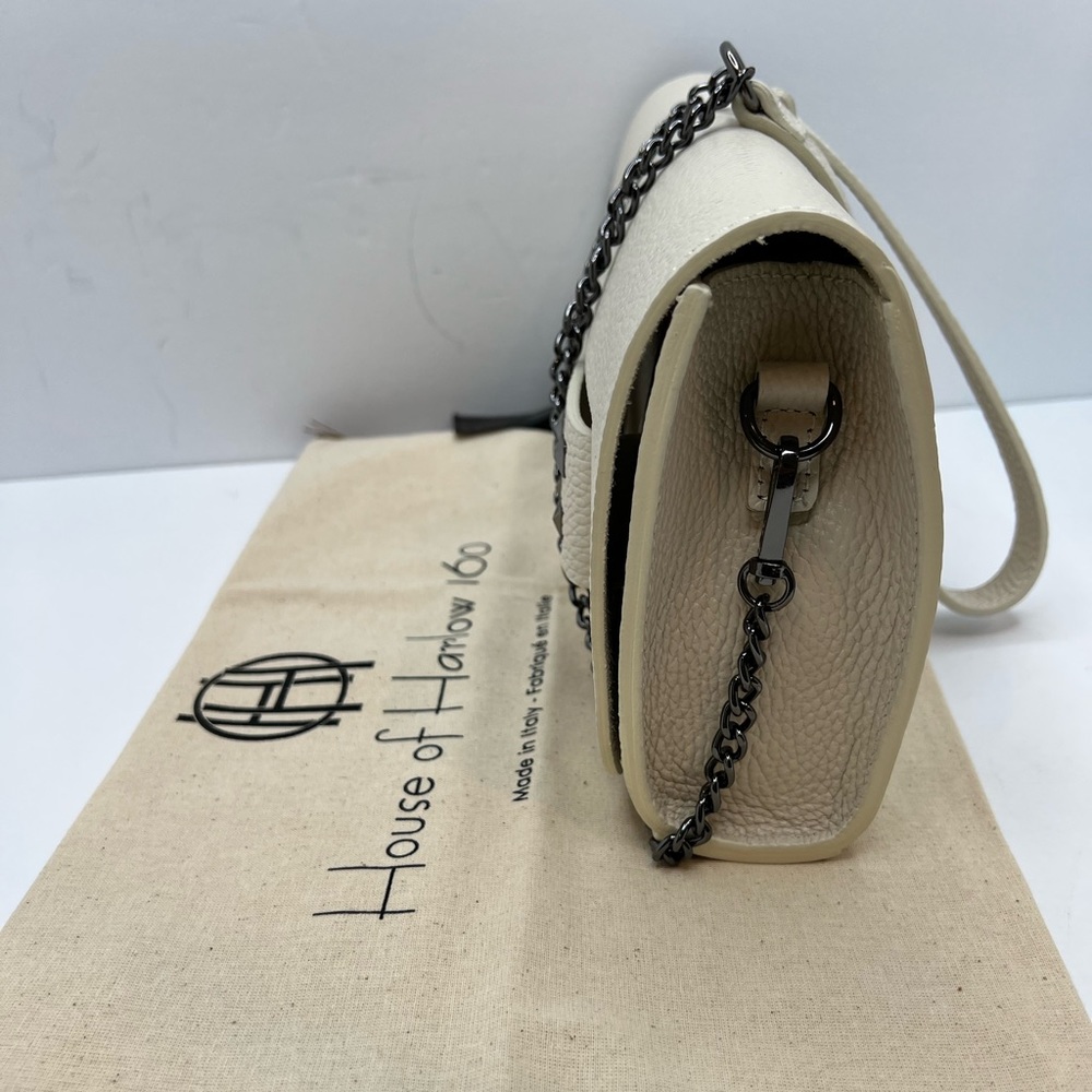HOUSE OF HARLOW CLUTCH, MADE IN ITALY, BEIGE LEATHER, VERSATILE, UNIQUE DESIGN - Picture 3 of 15